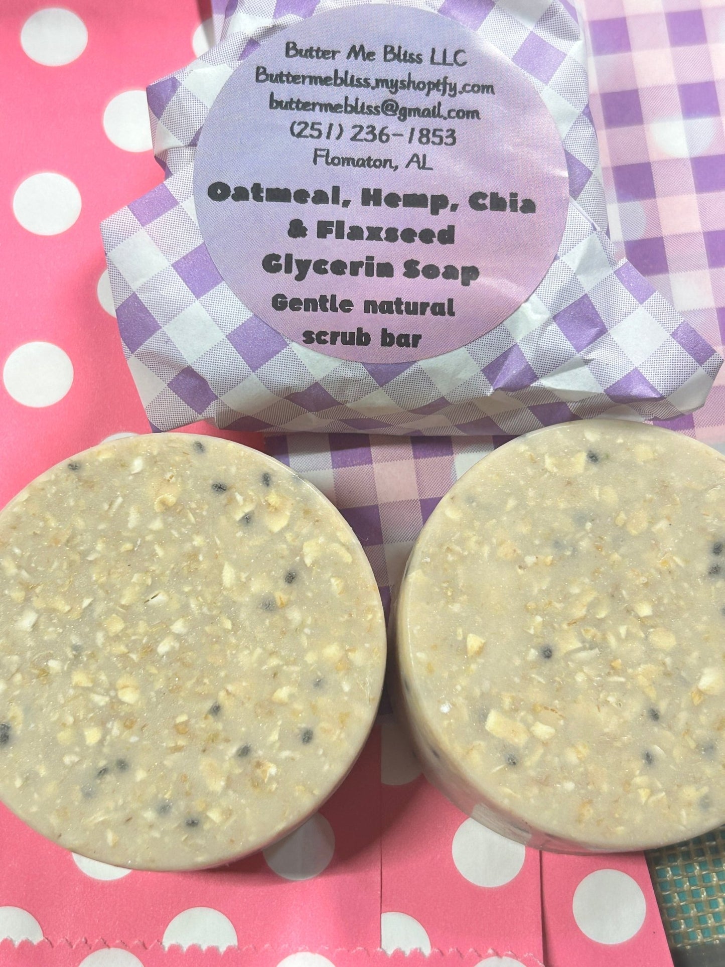 Oatmeal, hemp, chia & flaxseeds soap (small) - Butter Me Bliss LLC
