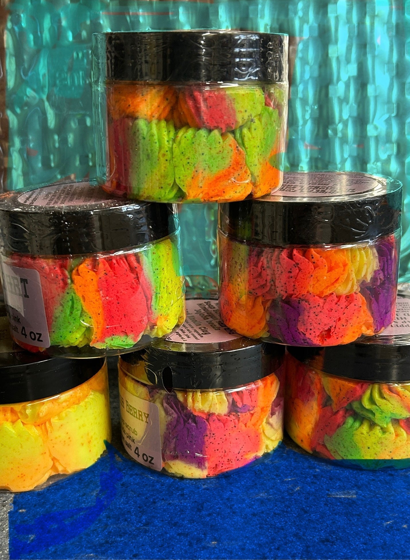 Whipped soapy Himalayan, pink salt, scrub 4 oz plastic Jars on sale 25% off - Butter Me Bliss LLC