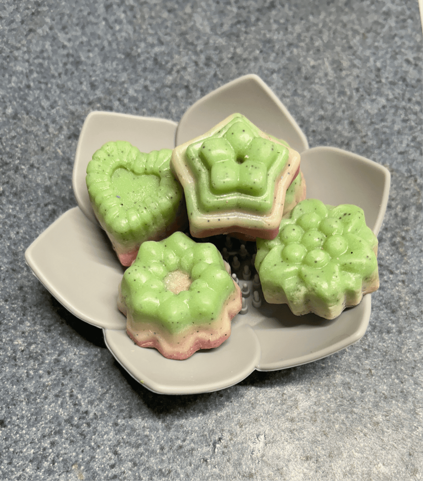 Lotus shaped soap dish with small soaps - Butter Me Bliss LLC