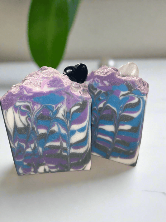 Soap with activated charcoal & a gem in the shape of a heart - Butter Me Bliss LLC