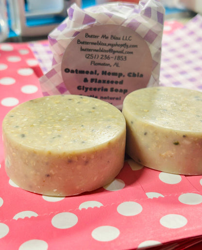 Oatmeal, hemp, chia & flaxseeds soap (small) - Butter Me Bliss LLC